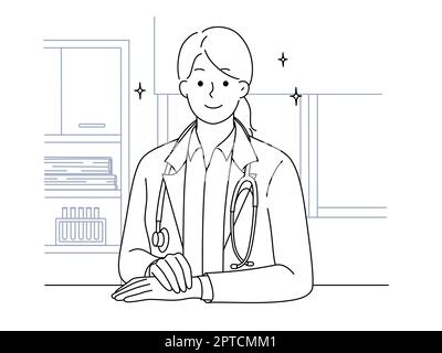 Sketch Illustration Young Woman Doctor Nurse Stock Vector (Royalty Free)  613763522 | Shutterstock