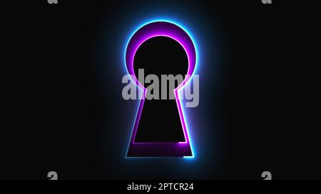 Neon keyhole. Computer generated 3d render Stock Photo