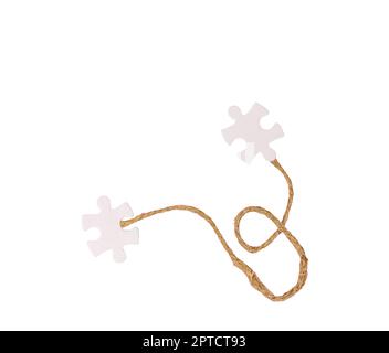 Connection Between Pieces Using String the connection with a string between two puzzle pieces Stock Photo - Alamy