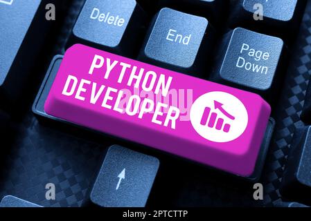 Sign displaying Python Developer, Conceptual photo responsible for writing serverside web application logic Stock Photo
