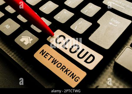 Text sign showing Cloud Networking, Word for sourcing and utilization of one or more network resources Stock Photo