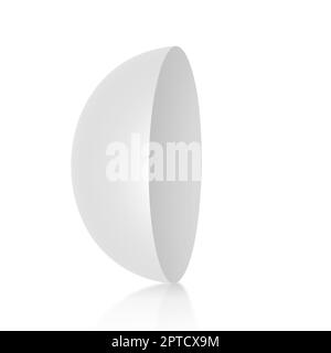 White Semi Sphere Mockup on white background. 3D render Stock Photo