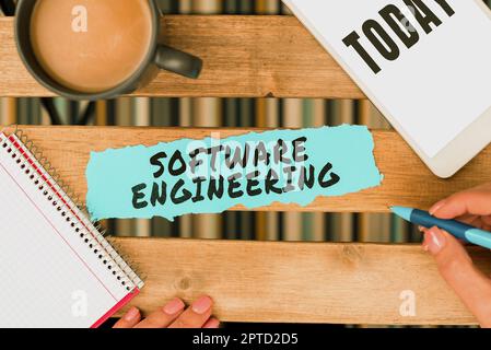 Handwriting text Software Engineering, Concept meaning Program Development in Systematic Quantifiable approach Stock Photo
