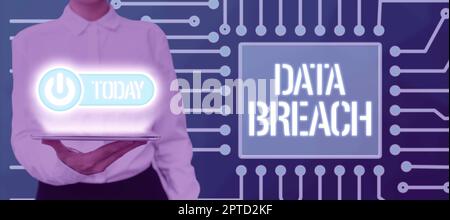 Sign displaying Data Breach, Internet Concept security incident where sensitive protected information copied Stock Photo