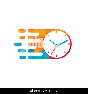 Speed time vector logo design template. Faster clock icon vector design. Stock Vector