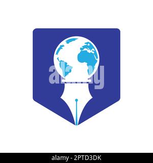 Pen nib and globe logo vector. Education Logo. Institutional and educational vector logo design. Stock Vector