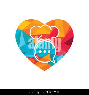 Chef talk vector logo design. Illustration of hat cooker and chat symbol. Stock Vector