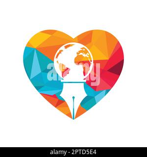 Pen nib and globe logo vector. Education Logo. Institutional and educational vector logo design. Stock Vector