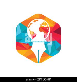 Pen nib and globe logo vector. Education Logo. Institutional and educational vector logo design. Stock Vector