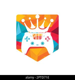 Game king vector logo design. Gamepad with crown vector icon design. Stock Vector