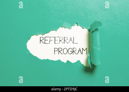 Text sign showing Referral Program, Business idea parking spaces that are reserved for specific individuals Stock Photo