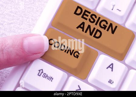 Writing displaying text Design And Coding, Internet Concept HTML and programming, Cross platform development website Abstract Programmer Typing Antivi Stock Photo