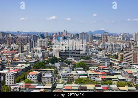 Taipei, Taiwan, 15 March 2022: Aerial view of Taipei city old town Stock Photo
