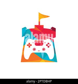 Game king vector logo design. Game console and fort icon vector design. Stock Vector