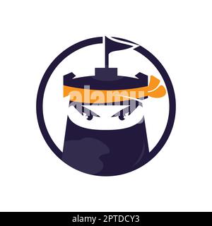 Castle ninja vector logo design template. Stock Vector