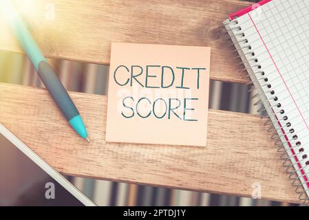 Text caption presenting Credit Score, Business overview Represent the creditworthiness of an individual Lenders rating Stock Photo