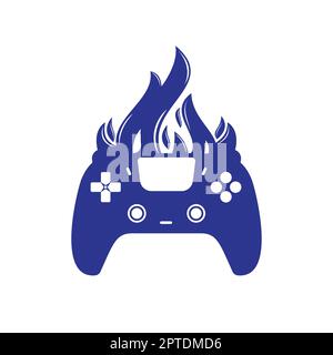 Furious gamer vector logo design. Keypad controller and fire flame vector icon design. Stock Vector