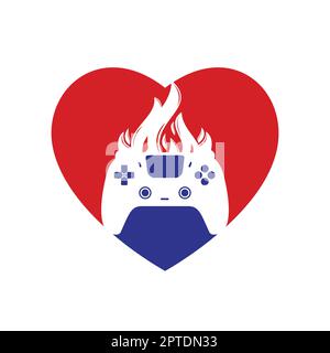 Furious gamer vector logo design. Keypad controller and fire flame vector icon design. Stock Vector