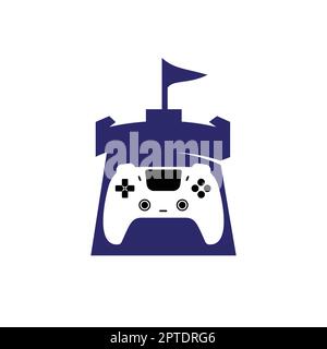 Game king vector logo design. Game console and fort icon vector design. Stock Vector