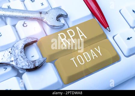 Conceptual display Rpa, Business overview robotic process automation form business process automation technology Stock Photo
