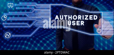 Text caption presenting Authorized User, Concept meaning person granted permission to manage access or make decisions Stock Photo