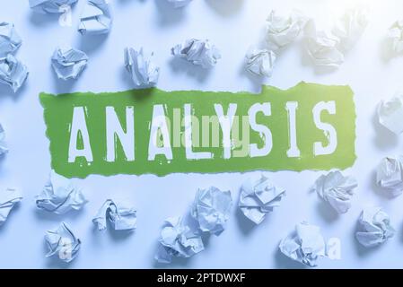 Conceptual display Analysis, Business showcase process of breaking complex topic or substance into smaller parts Stock Photo
