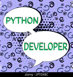 Hand writing sign Python Developer, Business showcase responsible for writing serverside web application logic Stock Photo