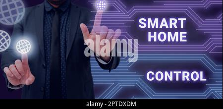 Text caption presenting Smart Home Control, Concept meaning Internet of things technology of automation system Stock Photo