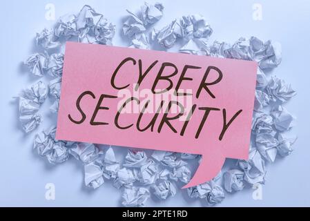 Conceptual caption Cyber Security, Word for Protect a computer system against unauthorized access Stock Photo