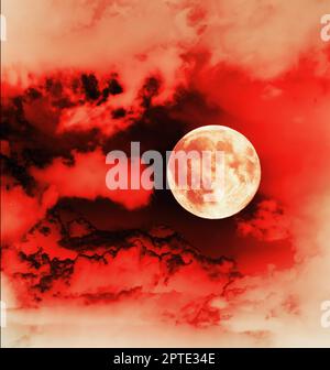 bloody full moon on halloween night Stock Photo