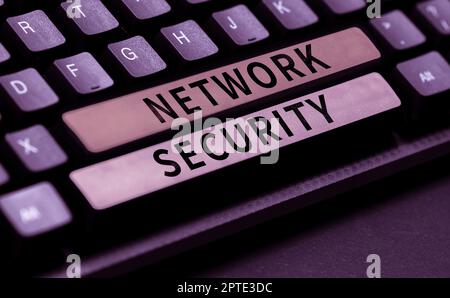 Hand writing sign Network Security, Word Written on practice of securing a computer web from intruders Stock Photo