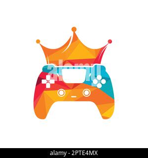 Game king vector logo design. Gamepad with crown vector icon design. Stock Vector