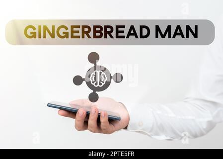 Text sign showing Gingerbread Man, Business showcase cookie made of gingerbread usually in the shape of human Stock Photo