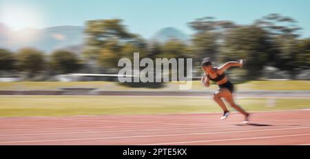 Black woman, running track and stretching in fitness workout, training or  exercise in marathon, competition or race challenge. Runner, sports athlete  Stock Photo - Alamy