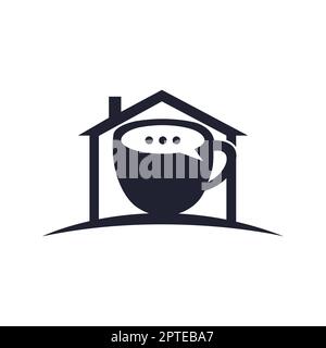 Coffee talk vector logo design. Coffee cup with bubble chat icon vector design. Stock Vector