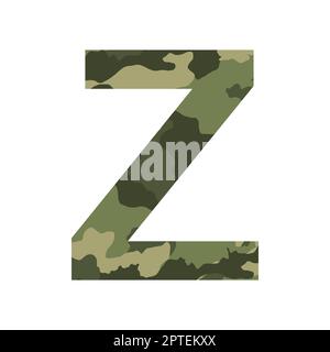 English alphabet letter Z, khaki style isolated on white background - Vector illustration Stock Photo