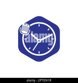 Podcast time vector logo design template. Stock Vector