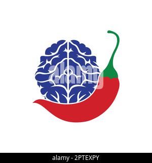 Chili brain vector logo design template. Spicy intelligence logo design concept. Stock Vector