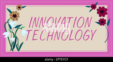 Text caption presenting Innovation Technology, Concept meaning New Idea or Method of Technical or Scientific nature Stock Photo