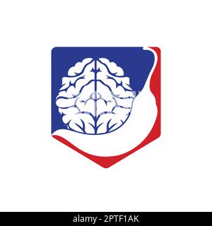 Chili brain vector logo design template. Spicy intelligence logo design concept. Stock Vector