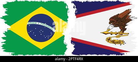American Samoa and Brazil grunge flags connection, vector Stock Vector