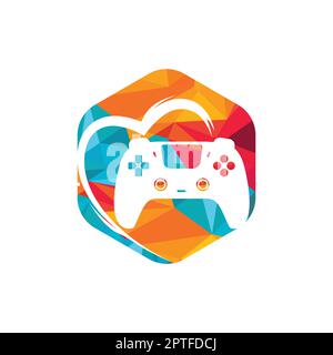Love games vector logo design template. Vector illustration of a combination of a heart with a game joystick. Stock Vector