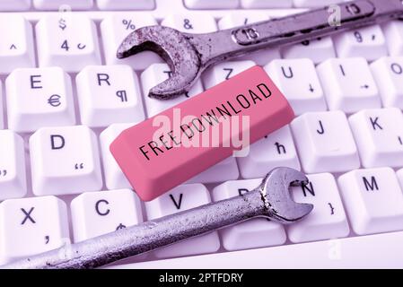 Handwriting text Free Download, Conceptual photo Key in Transfigure Initialize Freebies Wireless Images Stock Photo