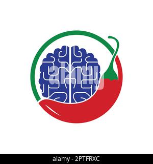 Chili brain vector logo design template. Spicy intelligence logo design concept. Stock Vector