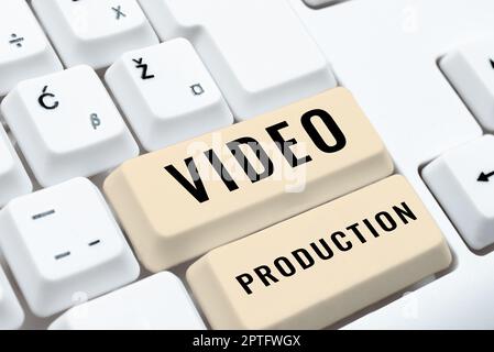 Writing displaying text Video Production, Conceptual photo process of converting an idea into a video Filmaking Stock Photo
