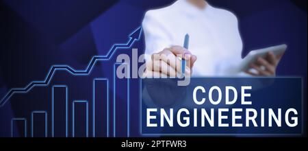Text caption presenting Code Engineering, Concept meaning application of engineering to the development of software Stock Photo