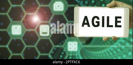 Conceptual caption Agile, Business showcase iterative approach to software delivery builds software incrementally Stock Photo
