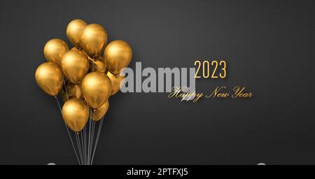 2023 Happy new year greeting card with blank copy space. Gold