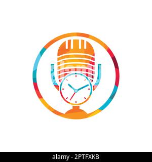 Podcast time vector logo design template. Stock Vector