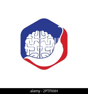 Chili brain vector logo design template. Spicy intelligence logo design concept. Stock Vector